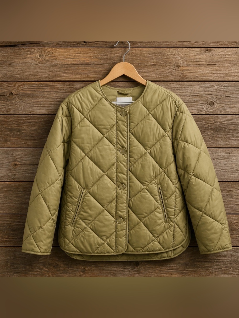 H&M Khaki Quilted Puffer Jacket